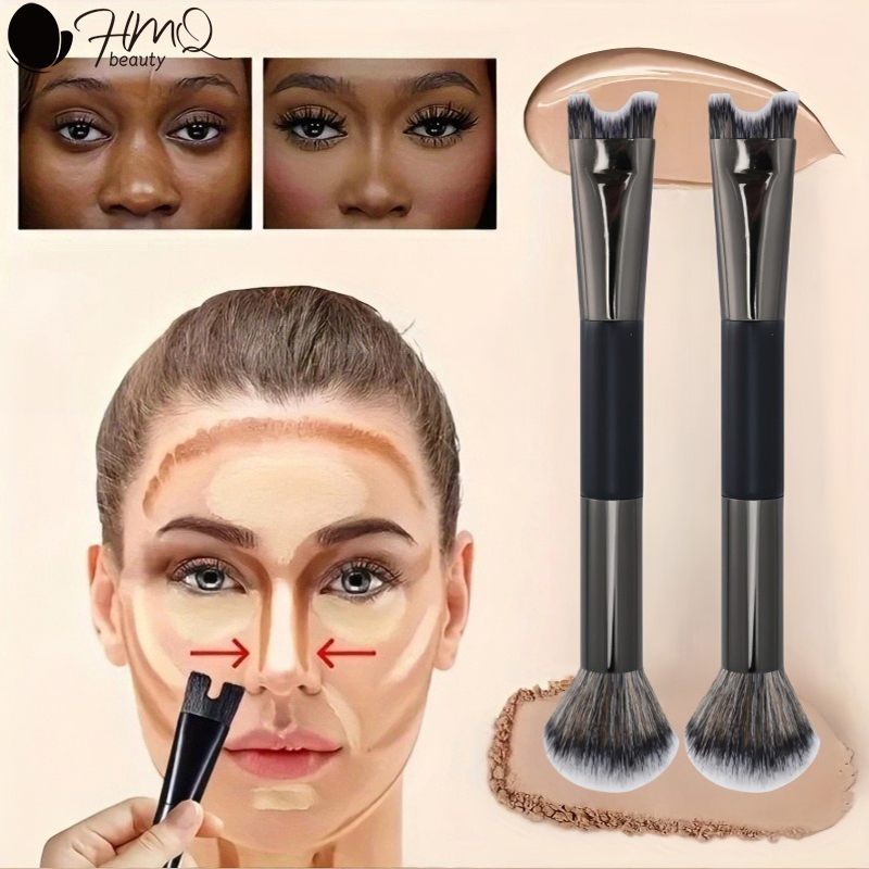 Huda Beauty Makeup Brush Set - U-Shaped Dual HEAD แปรงแต่งหน้าจมูก Contour ชุดแปรงอายแชโดว์