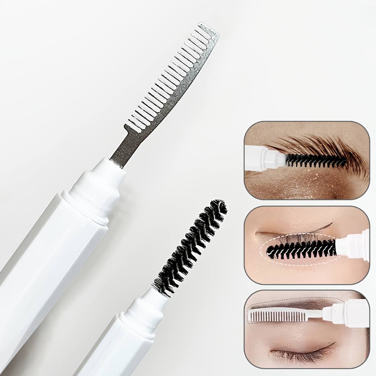 Beauty Makeup Brands - หวีสองหัวสำหรับคิ้วและขนตา หวีเกลียวซี่ถี่ขนาดเล็ก หวีเหล็กคุณภาพสูง อุปกรณ์แต่งหน้าความงามระดับมืออาชีพสำหรับดวงตา