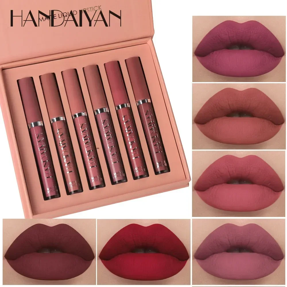 Beauty Huda Makeup - HANDAIYAN 6 ชิ้นลิปสติกชุดแต่งหน้าสําหรับผู้หญิง Non stick Cup