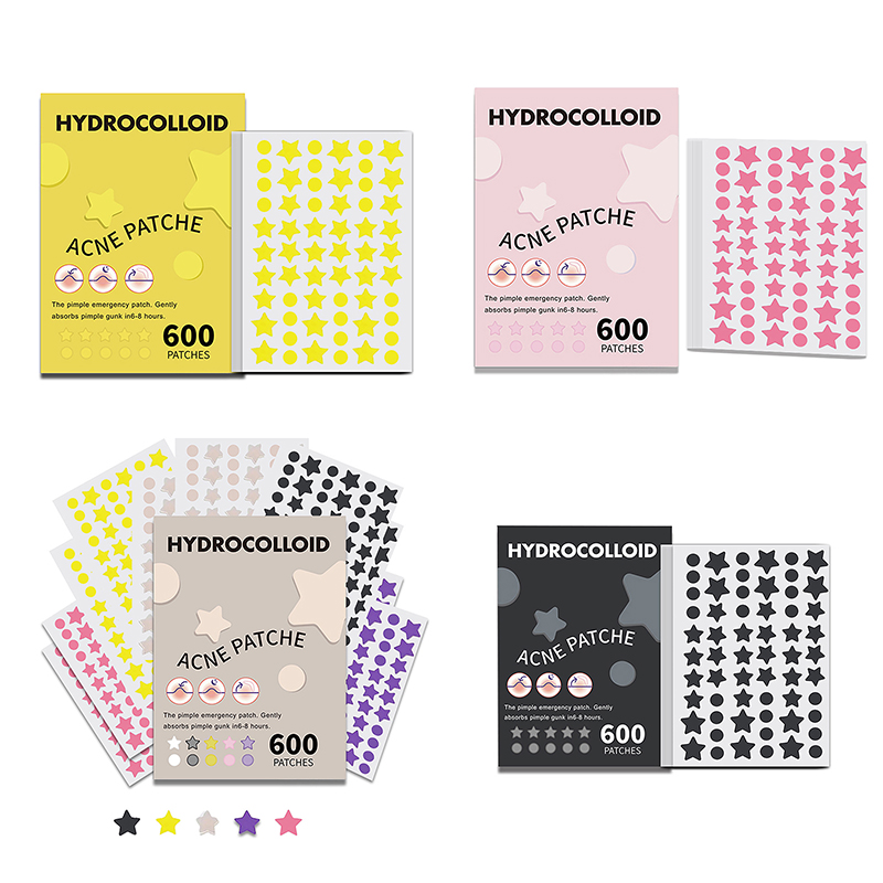 Beauty With Makeup - แผ่นแปะสิวรูปดาว 600 ชิ้น/ชุด สีสันสดใส ปกปิดสิว ดูแลผิวหน้า