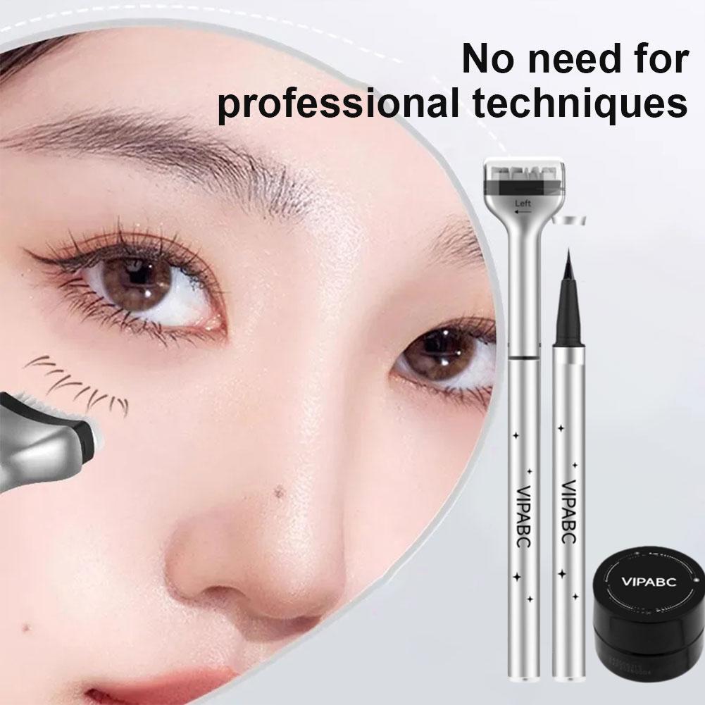 Beauty Mark Makeup - สีดํา/สีน้ําตาล Dezone ขนตาล่างแสตมป์ปากกากันน้ํากันน้ําเกาหลีแต่งหน้าเครื่องสําอางขนตาธรรมชาติ 3 In 1
