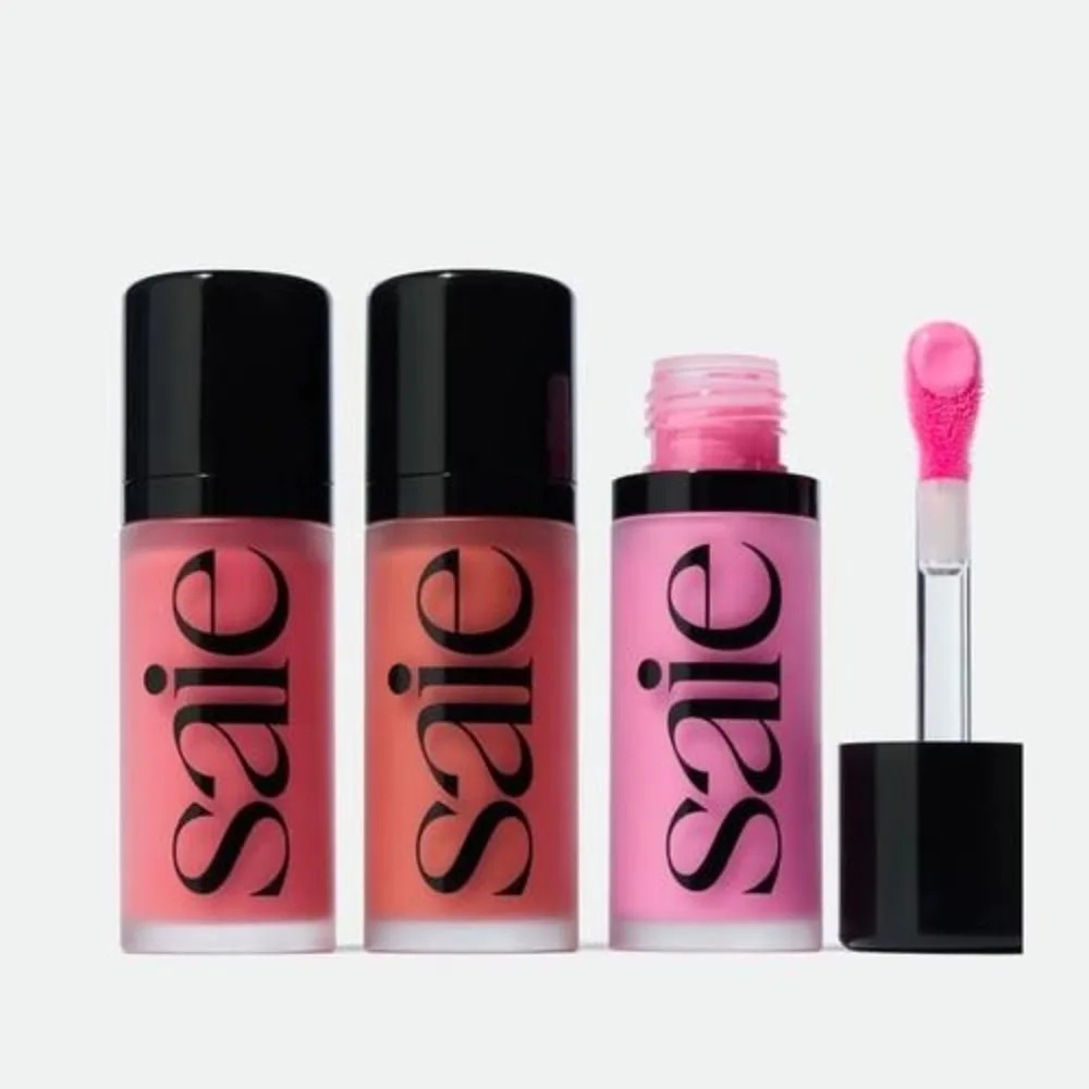 Huda Beauty Makeup Mini Kit - Saie บลัชแบบน้ำ, คอนทัวร์ริ่ง, แป้งประกายวิบวับ, แห้งเร็ว, ไม่เหนียวเหนอะหนะ,