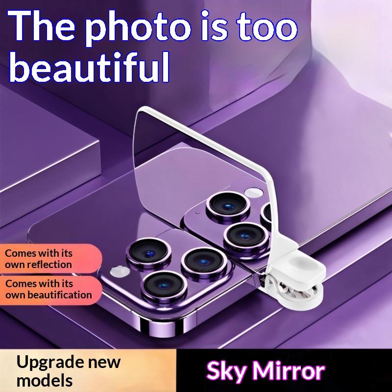 Beauty Makeup Filter - กระจกสะท้อนภาพแบบปรับได้สำหรับโทรศัพท์มือถือ พร้อมคลิปหนีบ ความคมชัดสูง เหมาะสำหรับการถ่ายภาพความงามและการแต่งหน้าระหว่างการเดินทางกลางแจ้ง