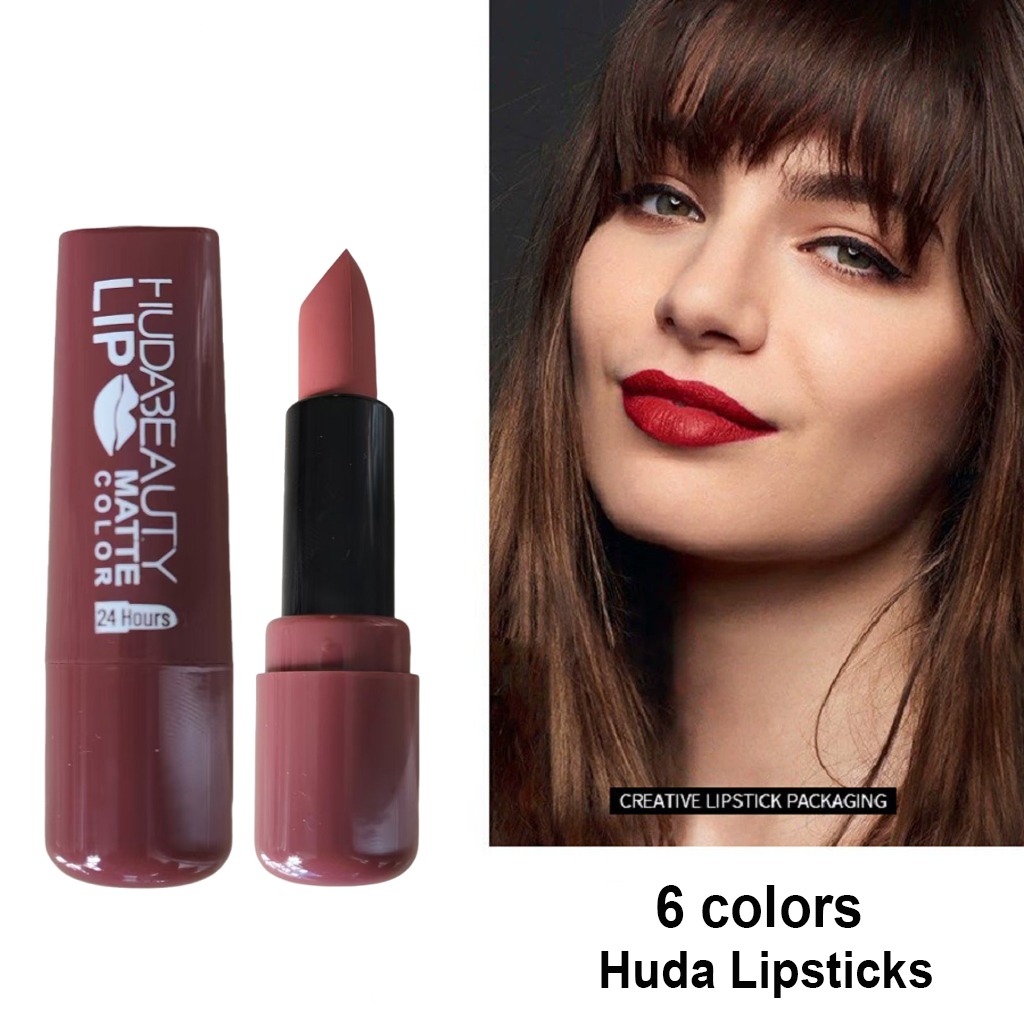 Beauty Huda Makeup - 6 สีลิปสติก Matte 3.8g Huda Nued
