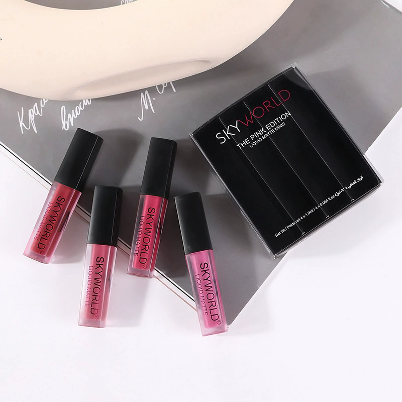 Beauty Huda Makeup - 4pcs ชุดลิปสติก Matte Lip GLOSS Waterproof