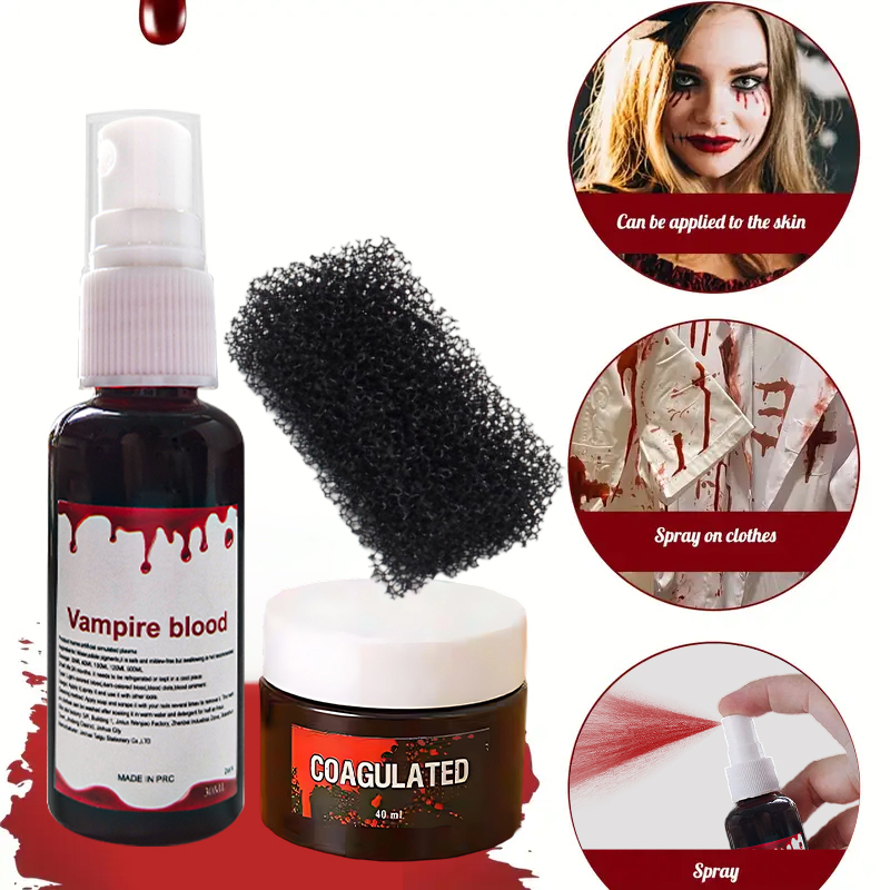 ชุดแต่งหน้าเลือดปลอมฮาโลวีน 3  - Beauty Makeup Pictures บทวิจารณ์และราคา