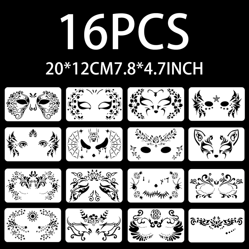 16 ชิ้น Face Paint Stencils Bo - Beauty Makeup Pictures บทวิจารณ์และราคา