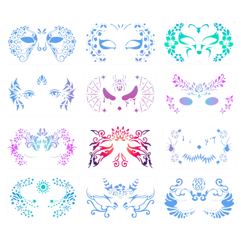 16 ชิ้น Face Paint Stencils Bo - Beauty Makeup Pictures บทวิจารณ์และราคา